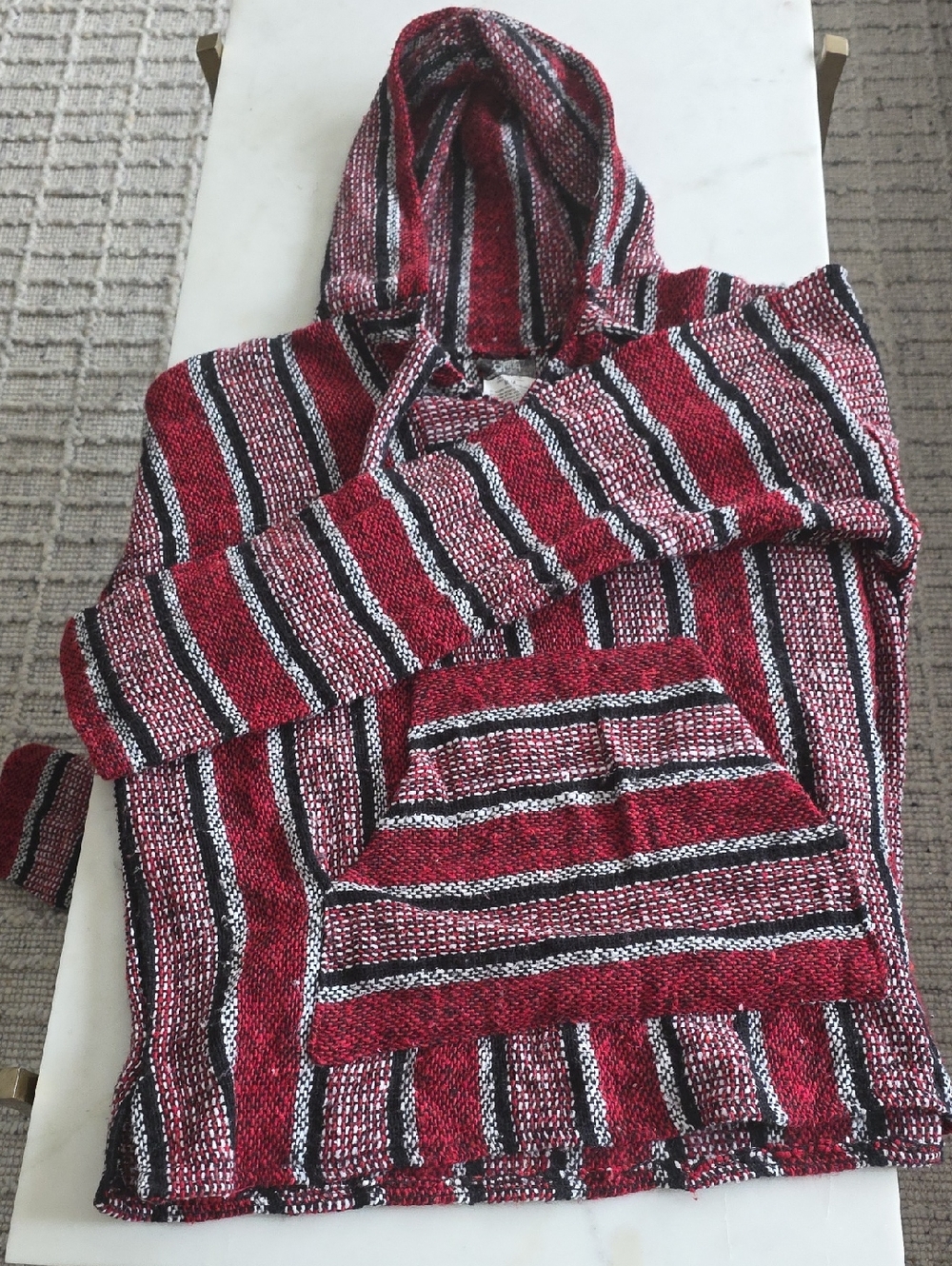 Olania Outdoors Striped Hooded Pullover - Red, Black & White